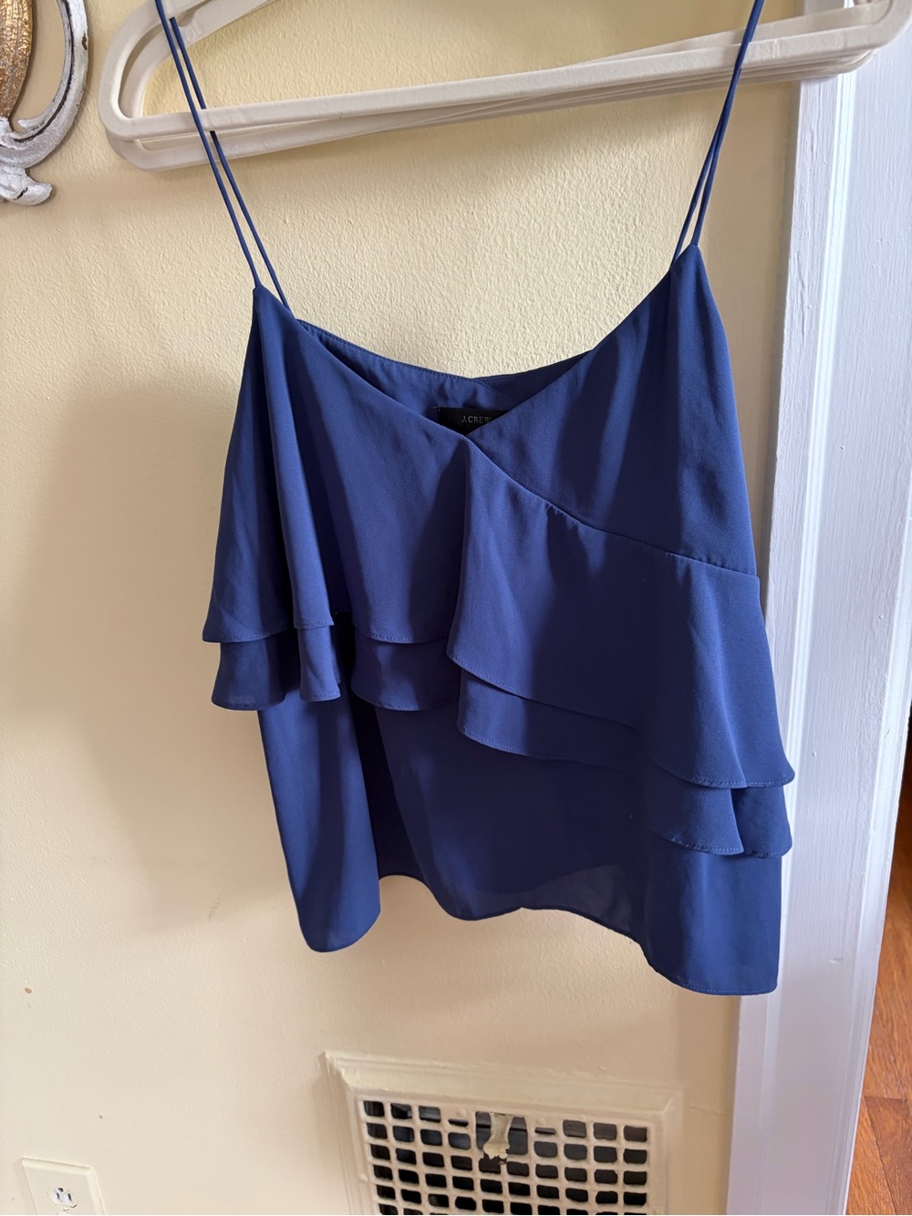 J. Crew Navy Blue Ruffle Spaghetti Strap Camisole